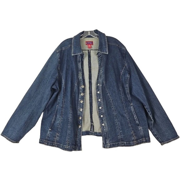 Westport ~Woman Size 18/20~ Blue Denim Jean Trucker Jacket Metal Button Up. - Picture 9 of 12